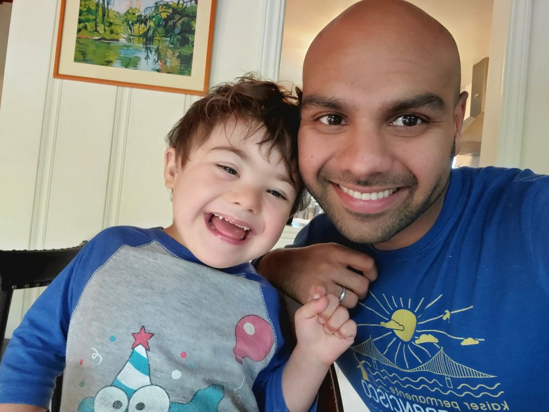 Shiv Gupta, whose wife is a doctor, has been doing more hands-on caregiving for his 4-year-old son, Om, during the pandemic.