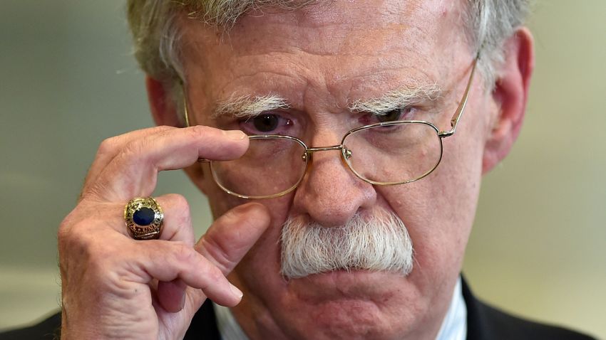 US National Security Advisor John Bolton answers journalists questions after his meeting with Belarus President in Minsk on August 29, 2019. (Photo by Sergei GAPON / AFP)        (Photo credit should read SERGEI GAPON/AFP via Getty Images)