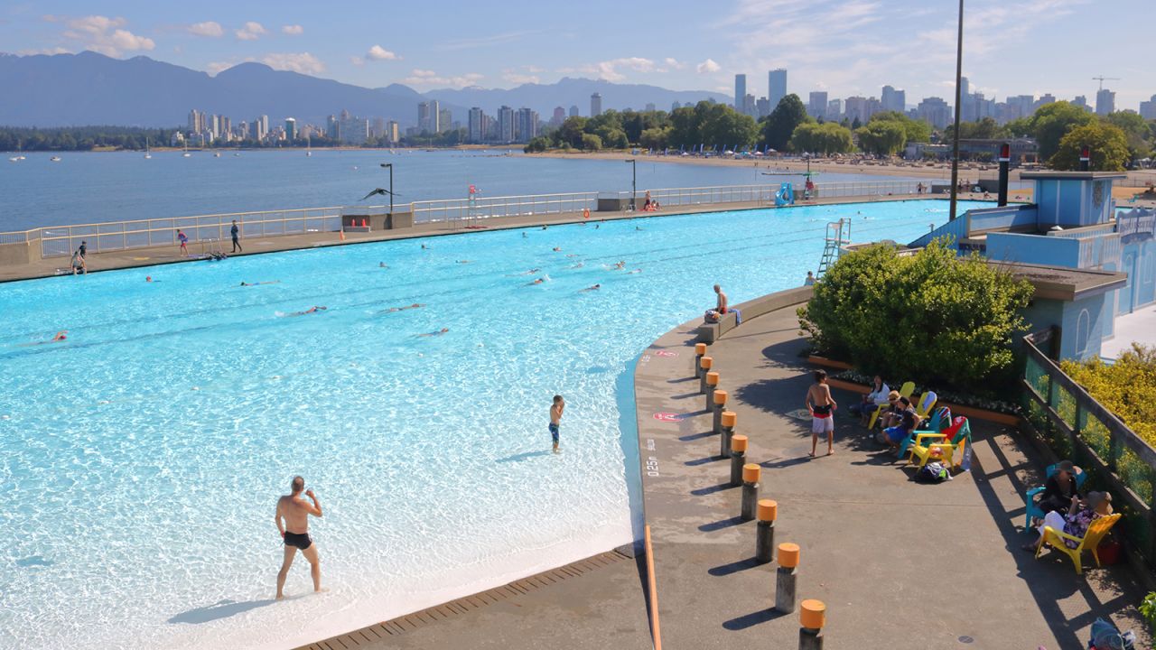 <strong>Kitsilano Pool, Vancouver, Canada:</strong> This Vancouver institution is the longest saltwater pool in North America and offers spectacular views over the bay to mountains in the distance and the occasional seaplane coming in to land.
