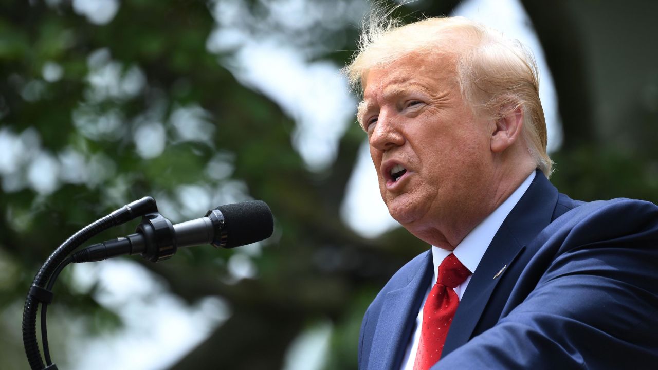 US President Donald Trump speaks at the event where he will sign an executive order on police reform, in the Rose Garden of the White House in Washington, DC, June 16, 2020.