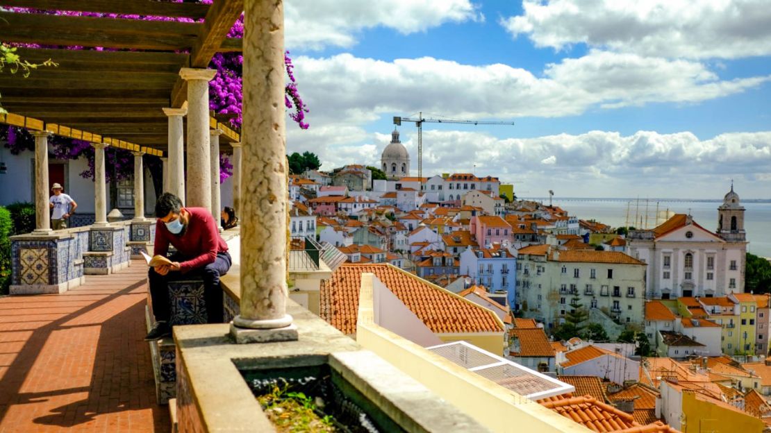 Normally teeming with visitors, Lisbon's old town is empty.