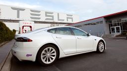 A Tesla model S at Tesla factory's charging station in Fremont, CA on January 25, 2020.