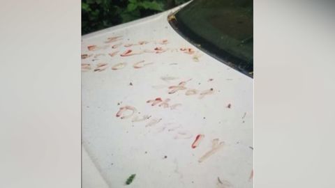 Written in blood on the carjacked vehicle, the complaint said, were the words "BOOG," "I became unreasonable" and "stop the duopoly."