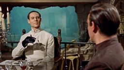 2AYR9RA Dr. No (1962) directed by Terence Young and starring Joseph Wiseman as evil scientist Dr. Julius No the first on screen Bond villain and Sean Connery as British secret agent 007 James Bond.