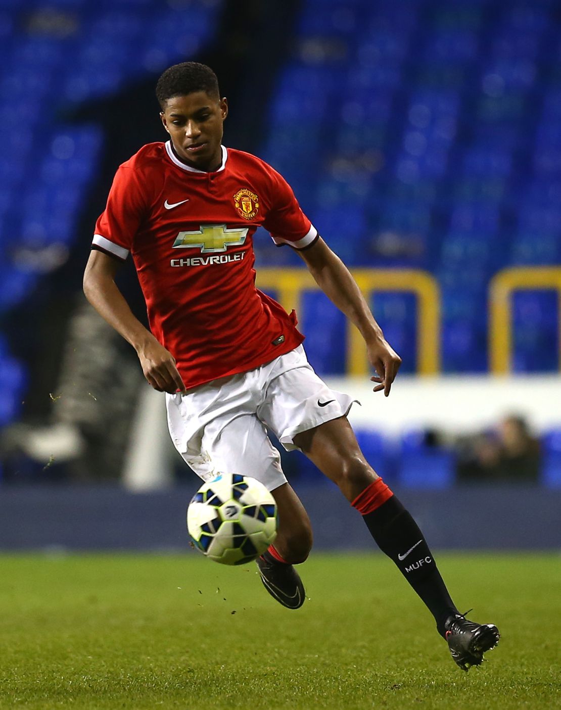 Rashford playing for United in the FA Youth Cup in 2015. 