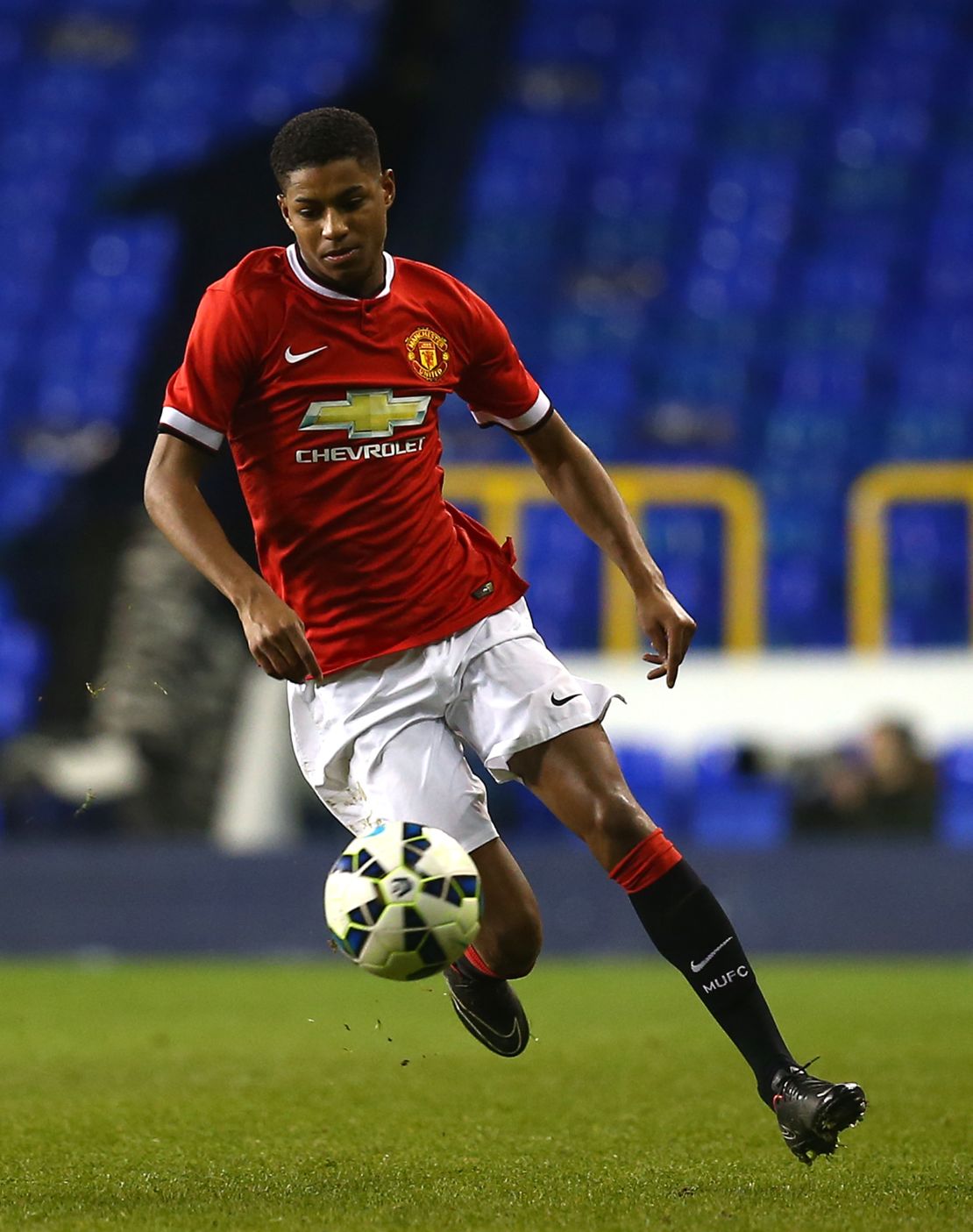 Rashford playing for United in the FA Youth Cup in 2015.