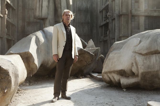 <strong>The ghost island, "Skyfall" (2012) -- </strong>Gassner returned for Bond's 50th anniversary in "Skyfall," and brought one of the series' most enigmatic settings to life in the form of Raoul Silva's ghost island. The ex-British special agent turned hacker based himself at an abandoned chemical plant off the coast of Macau -- itself based on the island of Hashima off Nagasaki, Japan. Hashima was a Mitsubishi-run mining outpost and once <a href="https://cnn.com/travel/article/hashima-skyfall-island-visit/index.html" target="_blank">one of the most densely populated places on Earth</a> until the 1970s, when gas replaced coal and Mitsubishi pulled out, along with the workforce. Gassner recreated Hashima's crumbling apartment blocks on Pinewood's backlot, including the vast courtyard where Silva torments Bond before MI6 helicopters arrive to save the day. 