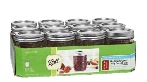Ball Set of 12 Half Pint Quilted Mason Jars