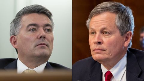 At left, Republican Sen. Cory Gardner of Colorado and at right, Sen. Steve Daines of Montana. The two senators sponsored the legislation passed Wednesday.