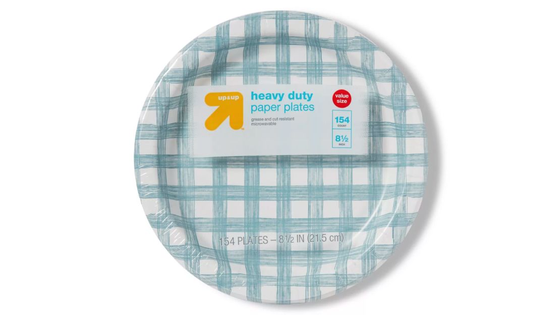 Line Plaid Paper Plates 