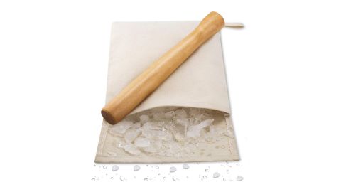 Wooden Cocktail Muddler and Ice Crusher with Canvas Ice Bag