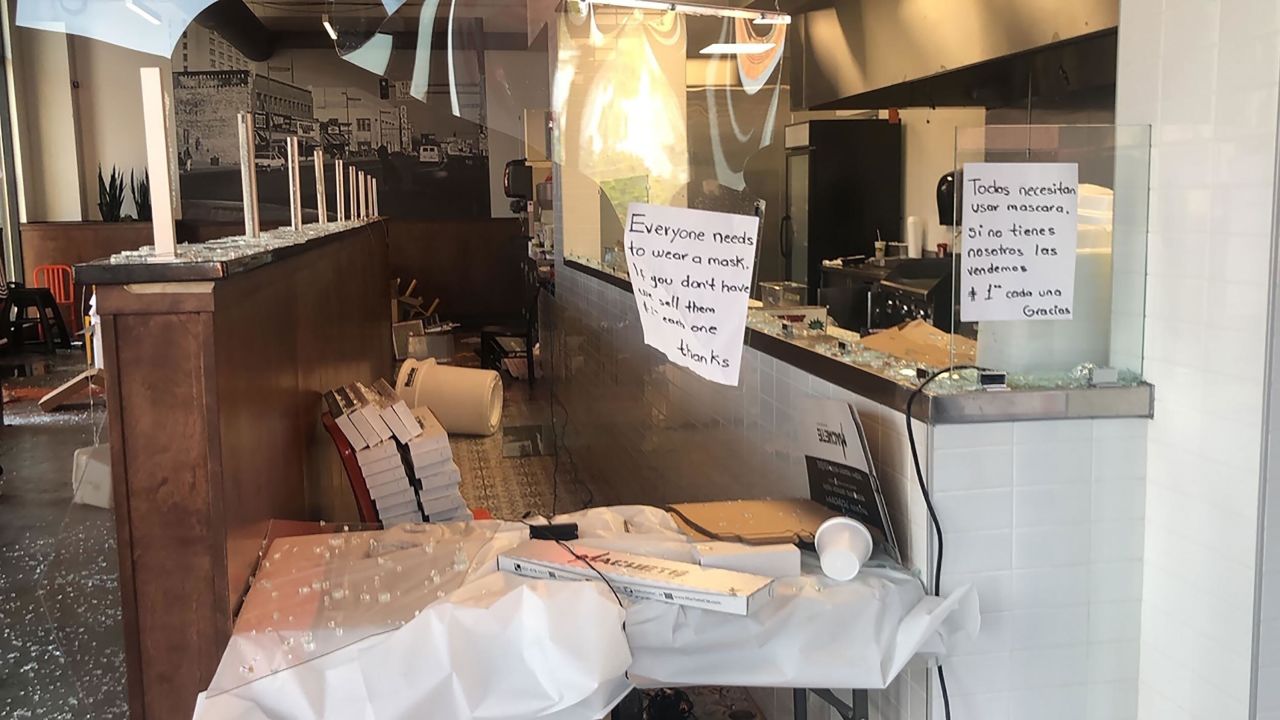 Los Ocampo, a taqueria on Lake Street in Minneapolis, was looted when some protests over the death of George Floyd turned violent.