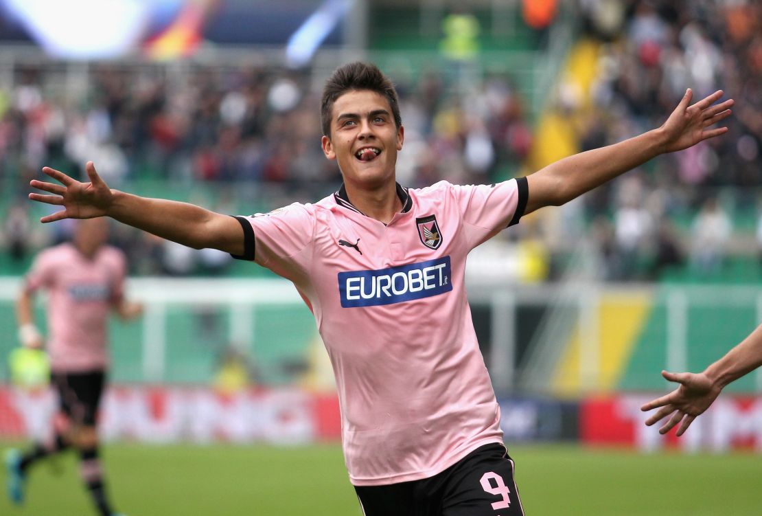 A babyfaced Paulo Dybala celebrates after scoring for Palermo in Serie A in 2012.