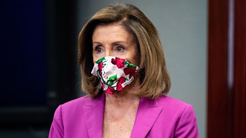 House Speaker Nancy Pelosi (D-CA) at the press conference to announce that H.R. 51, the Washington, D.C. Admission Act, would be voted on in the House of Representatives on June 26, 2020.