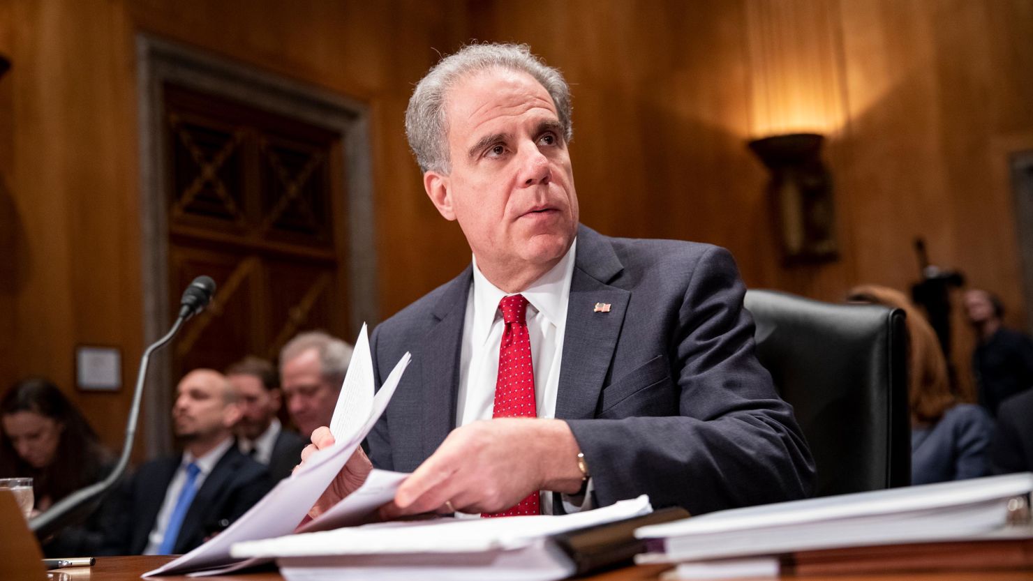 Department of Justice Inspector General Michael Horowitz prepares to testify in a Senate committee in December. Horowitz is serving as acting chair of the Pandemic Response Accountability Committee, which released its report Wednesday.
