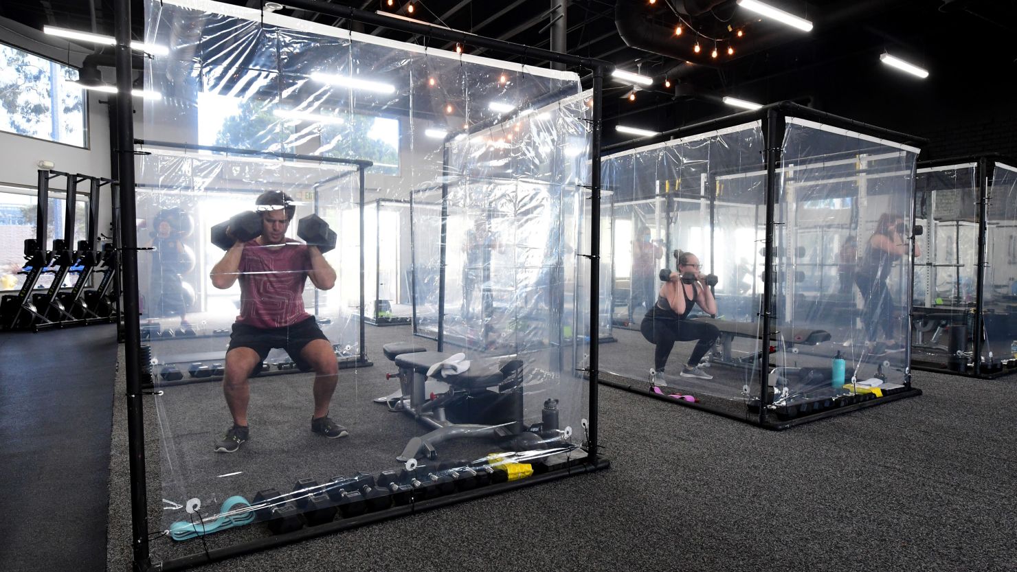 How a California gym is using plastic pods for workouts during