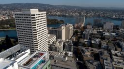 OAKLAND, CA: NOVEMBER 21: A view of downtown and Lake Merritt are seen from this drone view in Oakland, Calif., on Thursday, Nov. 21, 2019. (Jane Tyska/Digital First Media/The East Bay Times via Getty Images)