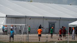 Children who have been incarcerated by Homeland Security are housed in tents in Homestead, Florida, U.S., June 26, 2019.  REUTERS/Carlo Allegri