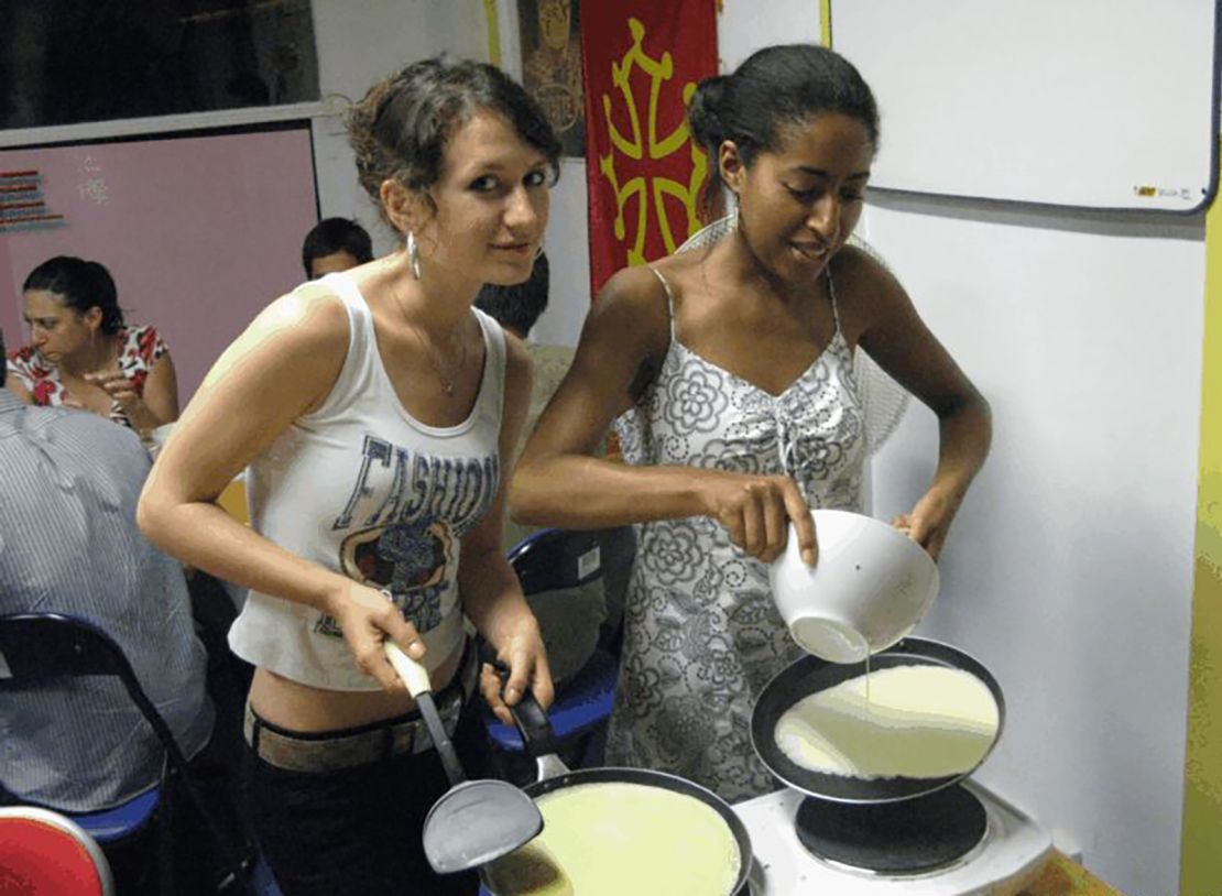 At this organized social event, we learned how to make crepes and a local favorite - bread with goat cheese, honey and herbs de provence. Events cost extra, and the euro's value was double the dollar then. 