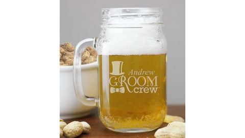 Personalized Engraved Groom Crew Mason Jar