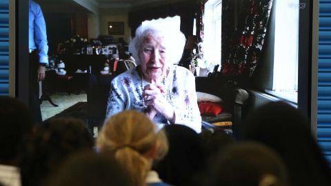 Vera Lynn Skypes with students from her former east London school, Brampton Primary, on her 100th birthday. 