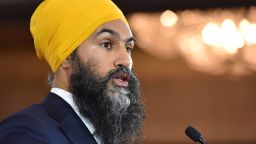 New Democratic Party leader Jagmeet Singh was ordered to leave Parliament on Thursday after he called an opponent "racist" for not supporting his motion.
 (Photo by DON MACKINNON/AFP via Getty Images)