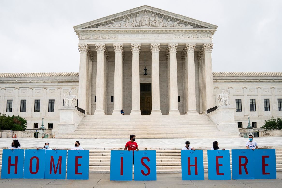DACA recipients and their supporters rally outside the US Supreme Court on Thursday, June 18. In a 5-4 ruling on Thursday, the Supreme Court <a href="https://www.cnn.com/2020/06/18/politics/daca-immigration-supreme-court/index.html" target="_blank">blocked the Trump administration's attempt to end DACA,</a> which stands for Deferred Action for Childhood Arrivals. The Obama-era program protects hundreds of thousands of immigrants — who were brought to the country as children — from deportation.