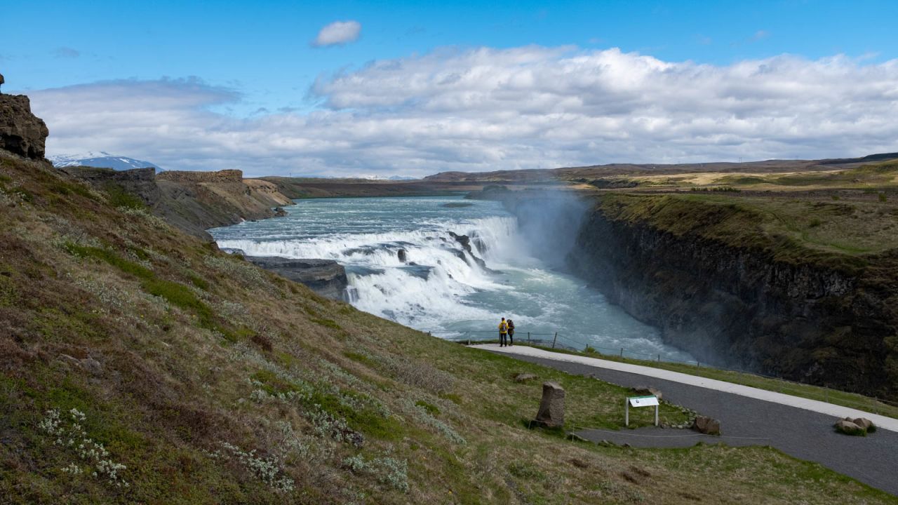 All to yourself: Iceland's now-empty Gullfoss waterfall.