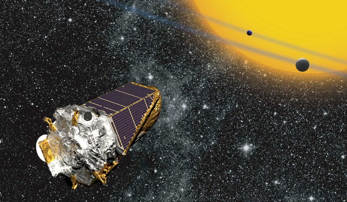 An artist's concept showing NASA's Kepler Space Telescope on its K2 mission. 