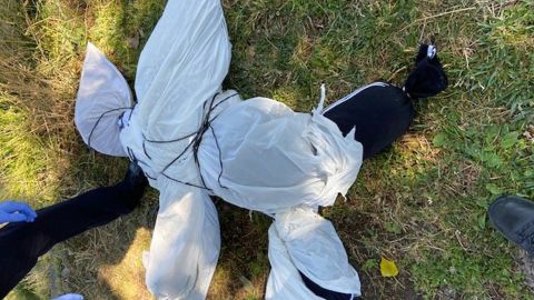 A police photo of the effigy that was found near Lake Merritt in Oakland, California.