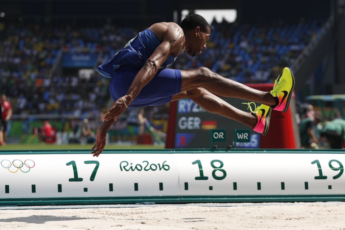 Taylor competes in the triple jump final during the Rio 2016 Olympic Games.