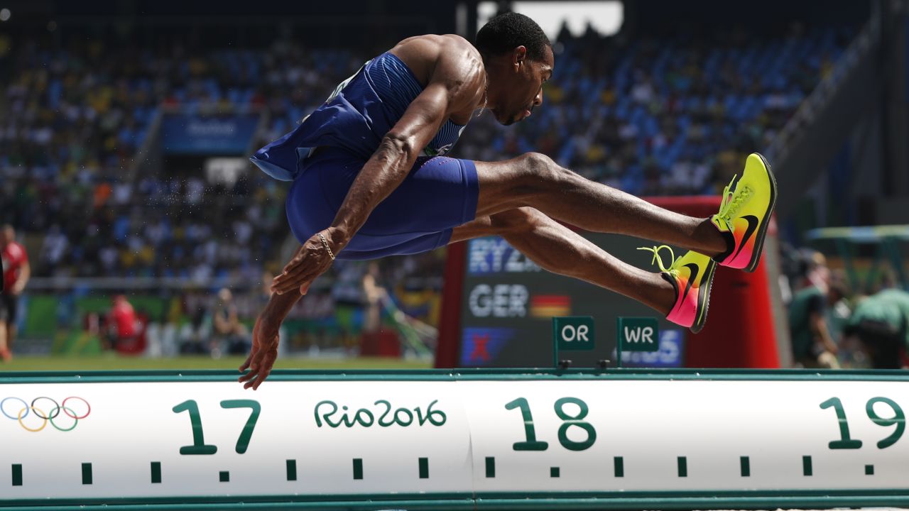 Taylor competes in the triple jump final during the Rio 2016 Olympic Games.