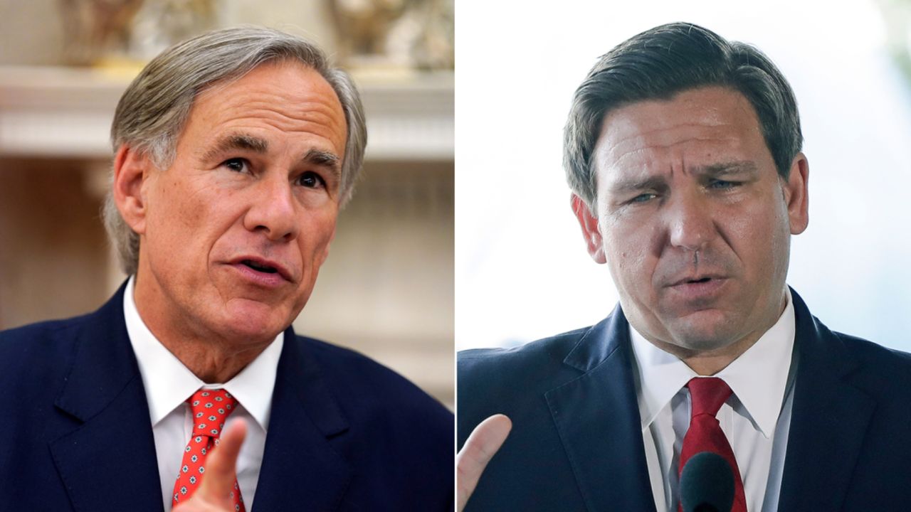 Texas Gov. Greg Abbott and Florida Gov. Ron DeSantis