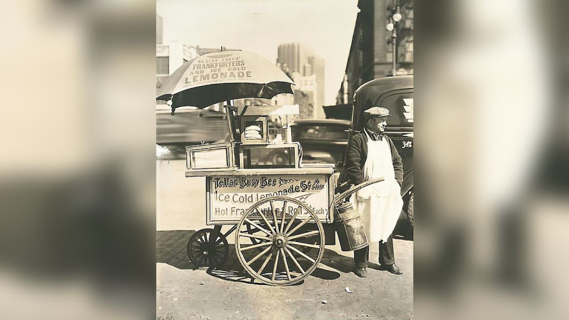 Hot dog historian Bruce Kraig says there's lots of evidence of sausage being sold by vendors, probably in the 1840s, but certainly by the 1860s.
