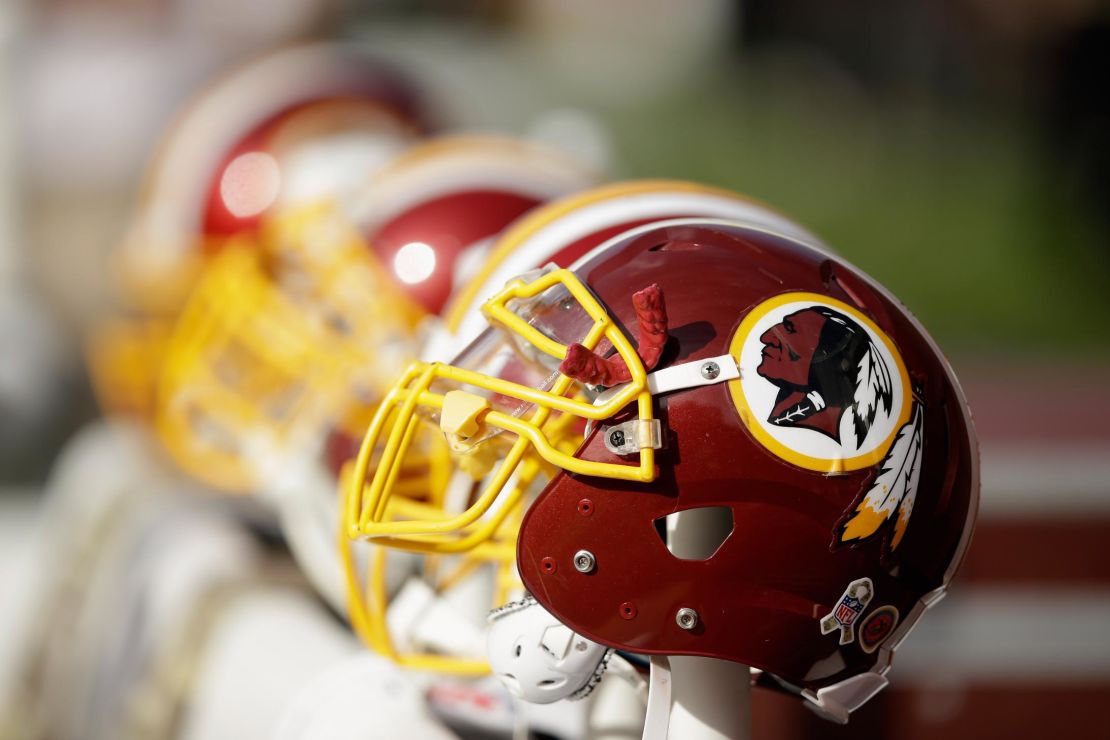 Washington Redskins helmets on the sideline during their game against the San Francisco 49ers at Levi's Stadium on November 23, 2014 in Santa Clara, California.