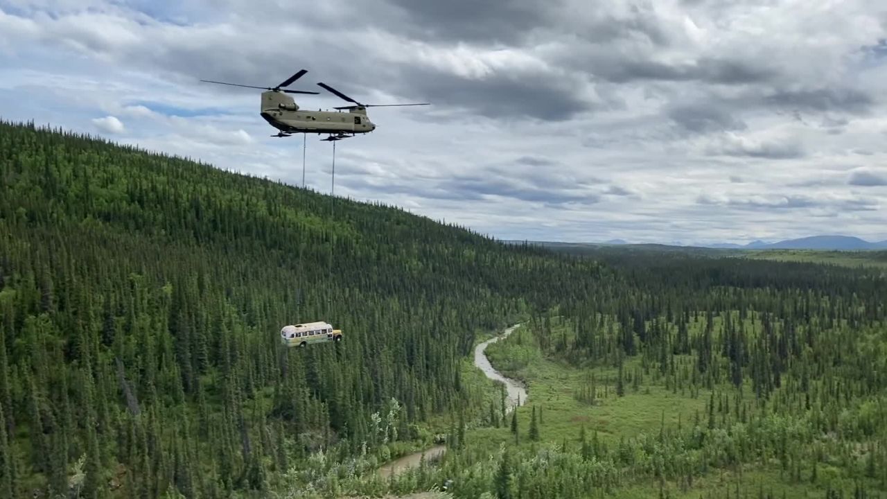 The famed bus was airlifted off the trail in Alaska for safety