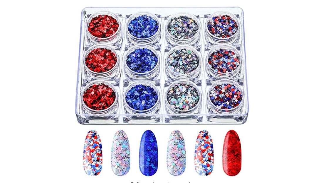 4th of July Star Nail Art Sequins Glitter Nail Art 