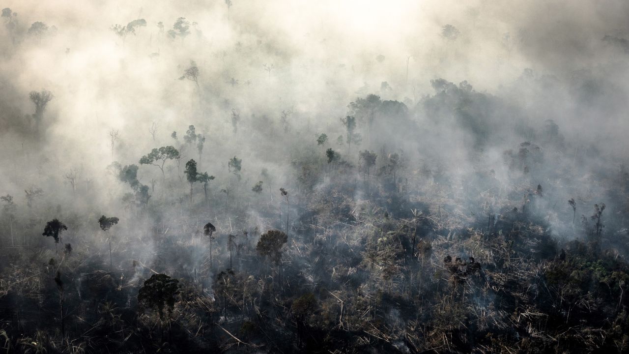 Bloomberg Best of the Year 2019: Smoke rises as a fires burn in the Amazon rainforest in this aerial photograph taken above the Candeias do Jamari region of Porto Velho, Rondonia state, Brazil, on Saturday, Aug. 24, 2019. Photographer: Leonardo Carrato/Bloomberg via Getty Images