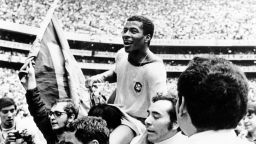 MEXICO CITY, MEXICO - JUNE 21:  Brazilian forward Jairzinho is carried by fans after Brazil defeated Italy 4-1 in the World Cup final 21 June 1970 in Mexico City. It is Brazil's third World title after the first two won in 1958 in Sweden and 1962 in Chile. AFP PHOTO  (Photo credit should read STAFF/AFP via Getty Images)