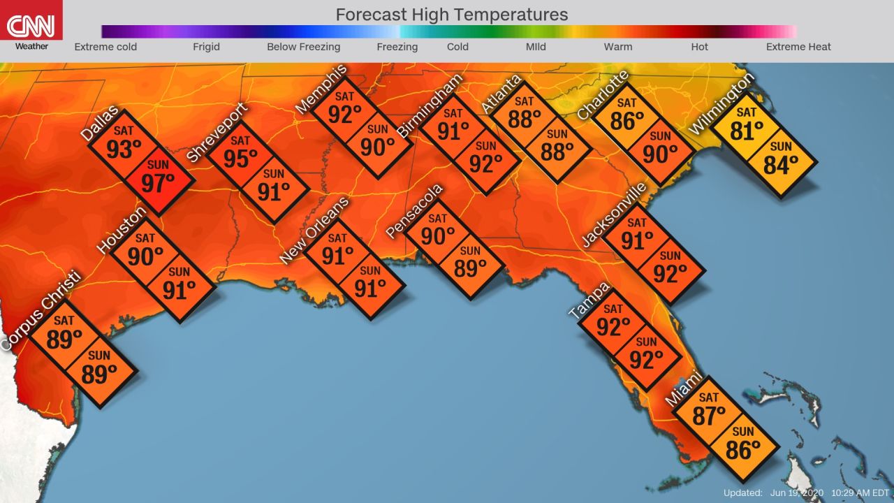 weather weekend high temps southeast 06192020