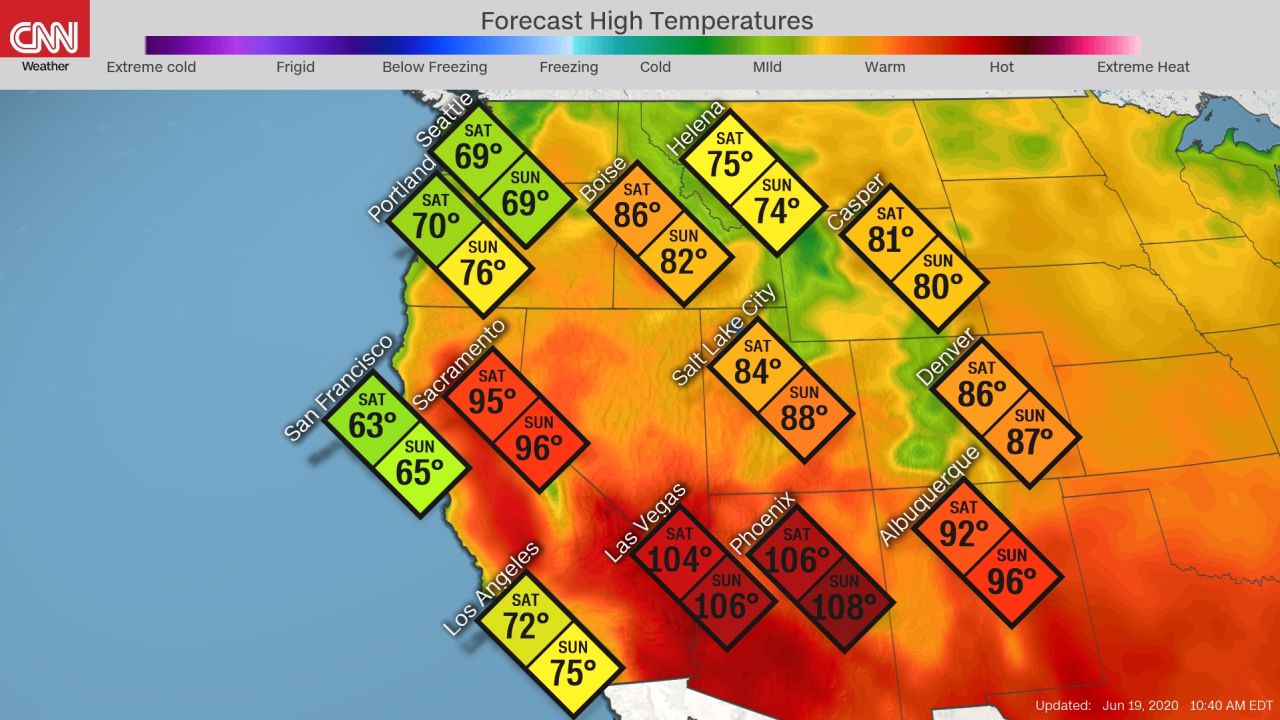 weather weekend high temps west 06192020