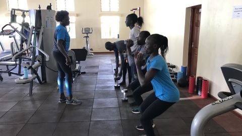 Loroupe trains member of the Athlete Refugee Team at a training camp in Kenya.