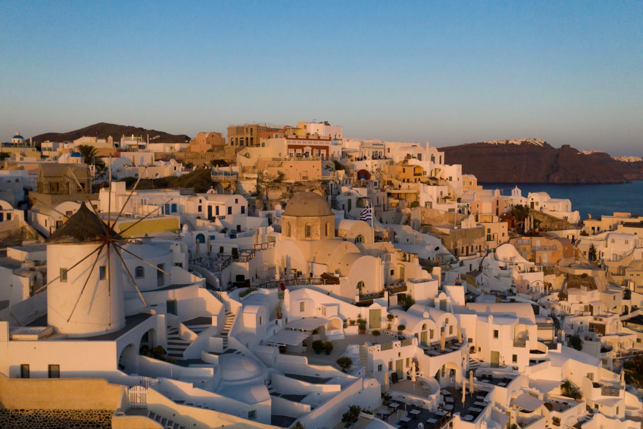 The Covid-19 lockdown has left Santorini deserted.
