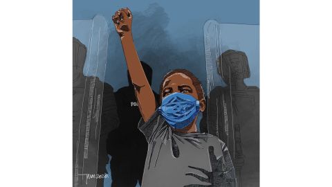 Jason Middleton drew this photo of Kai and put it on his Instagram account. "With his fist above him and the police lined up behind him, Kai became more than a symbol of the movement for me, but the hope of a better future with him behind the wheel," Middleton said. "And that's why I wanted to spend more time with Elijah's image. In examining it while I sketched, I felt proud of this young man and even more proud of what he and so many others are doing to make real change happen. Inspiring is an understatement." (Courtesy Jason Middleton)