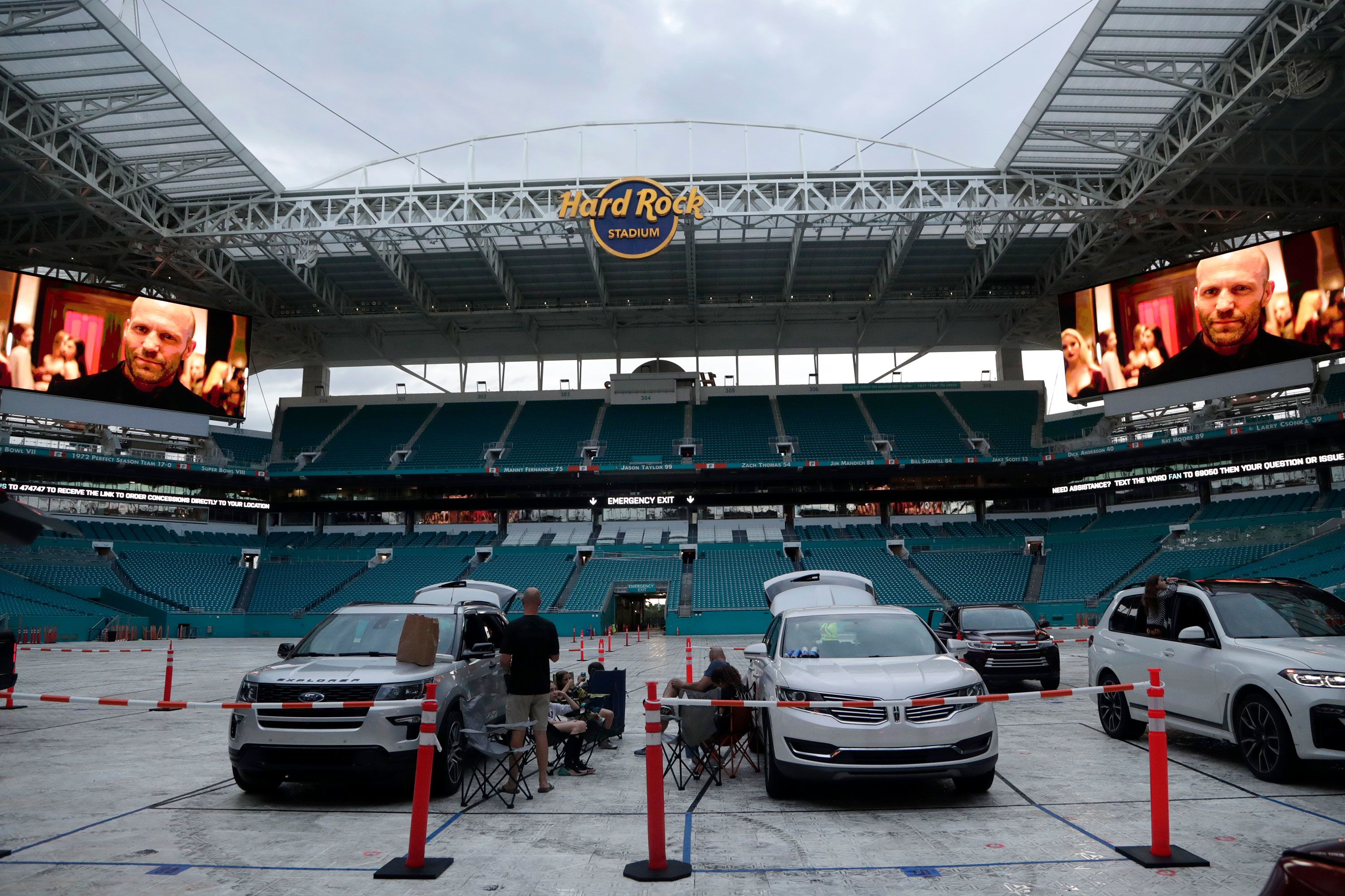The Miami Dolphins have opened social distanced movie theaters at Hard Rock  Stadium