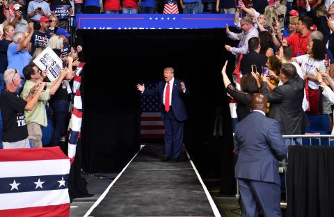 President Donald Trump arrives at his campaign rally in Tulsa, Oklahoma, on Saturday, June 20.