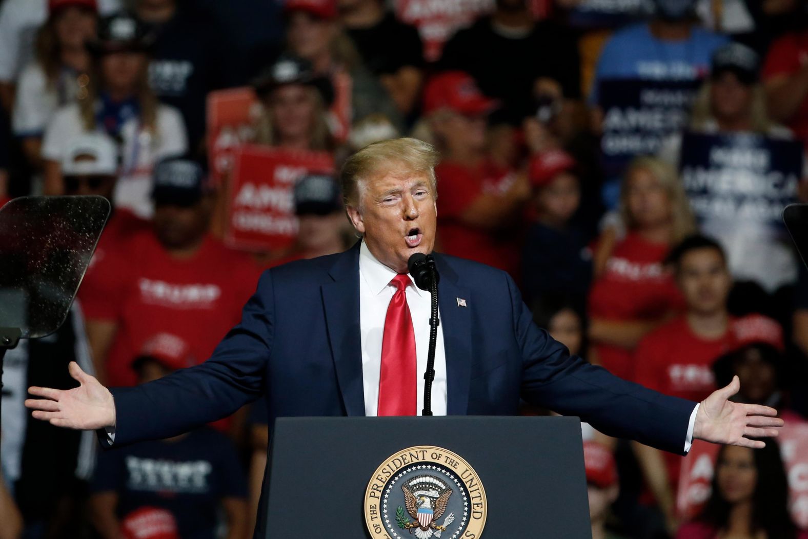 "Five months from now we're going to defeat Sleepy Joe Biden," Trump said before mocking former Vice President Joe Biden by suggesting that Biden often doesn't know what state he's campaigning in. Trump criticized the media for failing to give him credit for the number of Americans who have now been tested for Covid-19. He also said he told officials in his administration <a href="index.php?page=&url=https%3A%2F%2Fwww.cnn.com%2F2020%2F06%2F20%2Fpolitics%2Ftulsa-rally-trump%2Findex.html" target="_blank">to slow down testing</a> because of the rising number of cases in America. "You know testing is a double-edged sword," Trump said while complaining about media coverage of his handling of the virus. "Here's the bad part ... when you do testing to that extent, you're going to find more people; you're going to find more cases. So I said to my people, slow the testing down please." After Trump made the comment about testing, an administration official told CNN that the president was "obviously kidding" when he said that he asked for a slowdown.