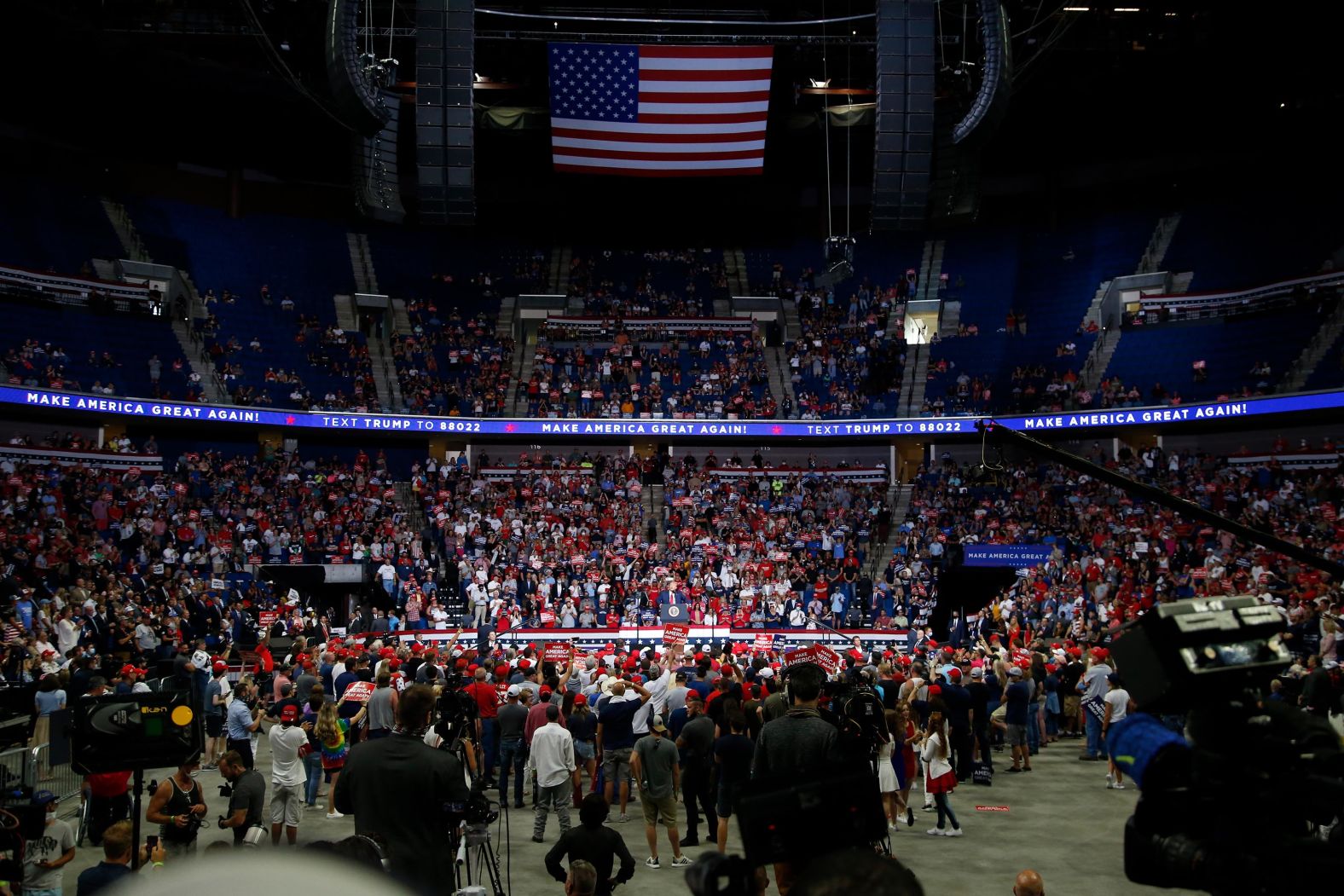 The crowd was <a href="index.php?page=&url=https%3A%2F%2Fwww.cnn.com%2F2020%2F06%2F20%2Fpolitics%2Ftulsa-rally-trump%2Findex.html" target="_blank">smaller than expected.</a> In the days leading up to Trump's rally, he and his allies ginned up expectations for a massive crowd with campaign officials telling CNN that more than a million people had registered to attend. One local official said they expected 100,000 to show up near the arena.