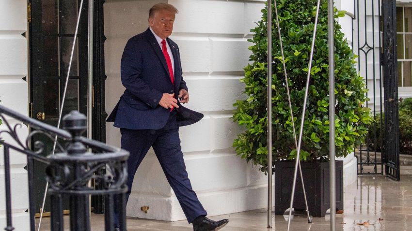 US President Donald Trump walks to the press before departing the White House  on June 20, 2020 in Washington, DC, for a campaign rally in Tulsa, Oklahoma. - Donald Trump will defy the risk of triggering a coronavirus outbreak at his first reelection rally in months on Saturday, hoping the controversial Oklahoma event will instead reignite his misfiring campaign. (Photo by Eric BARADAT / AFP) (Photo by ERIC BARADAT/AFP via Getty Images)