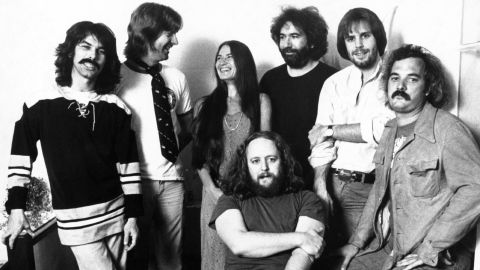 A photo of the Grateful Dead taken sometime during the 1960s.